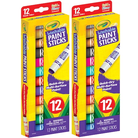 Crayola Washable Paint Sticks, 12 Colors, 24PK 54-6211